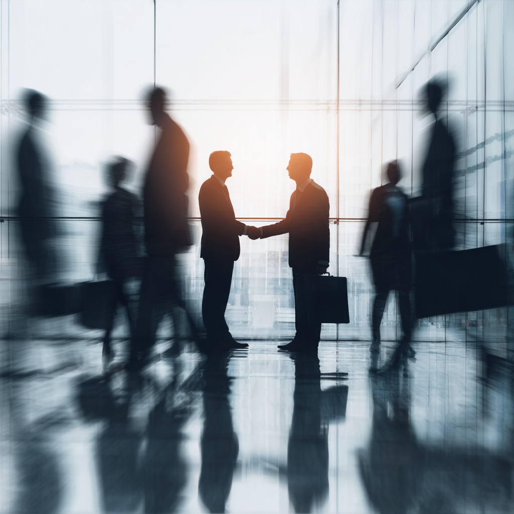 business people shaking handes